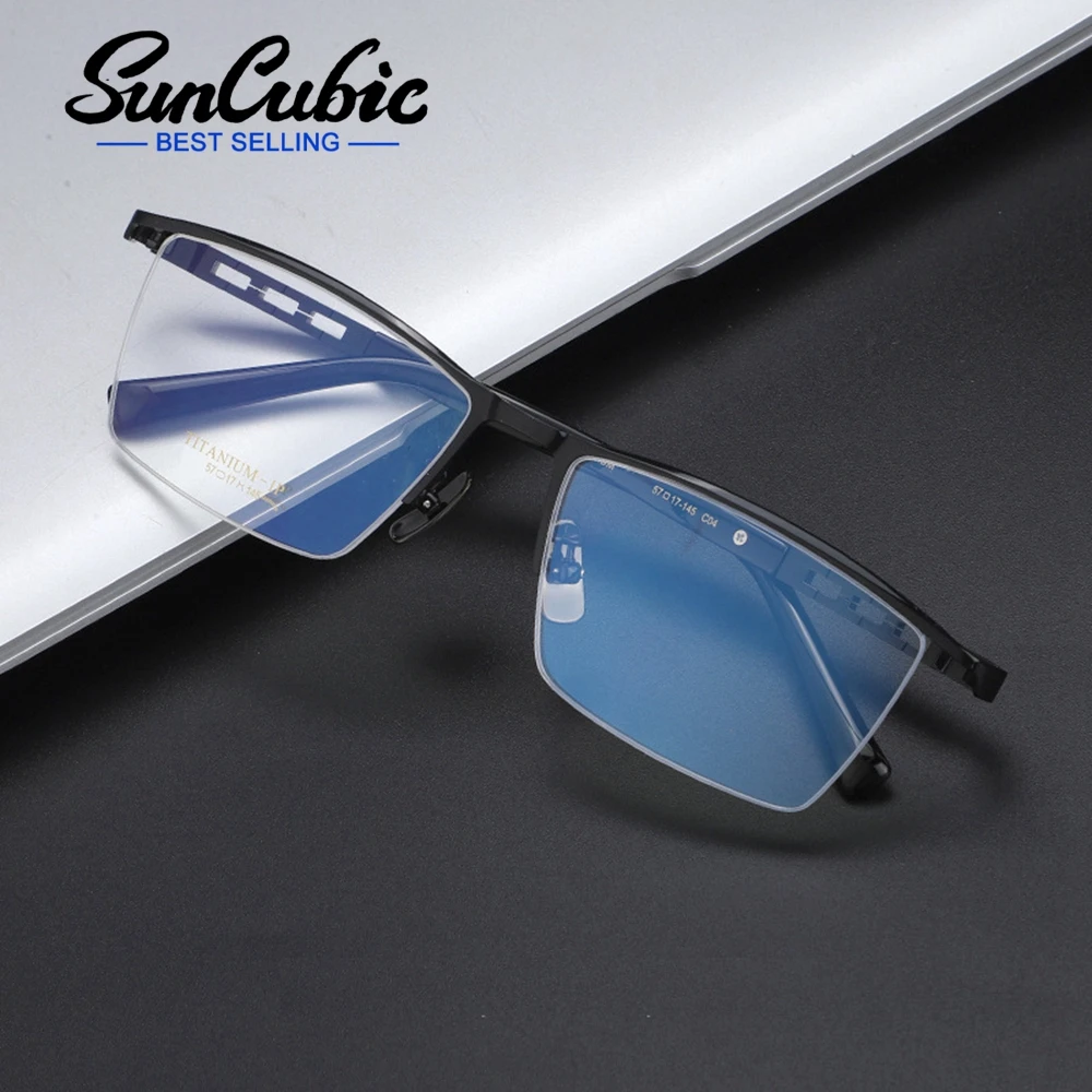 

Мужские и женские очки для близорукости SunCubic, титановые квадратные ультралегкие очки в деловой оправе для чтения по рецепту, JS6434