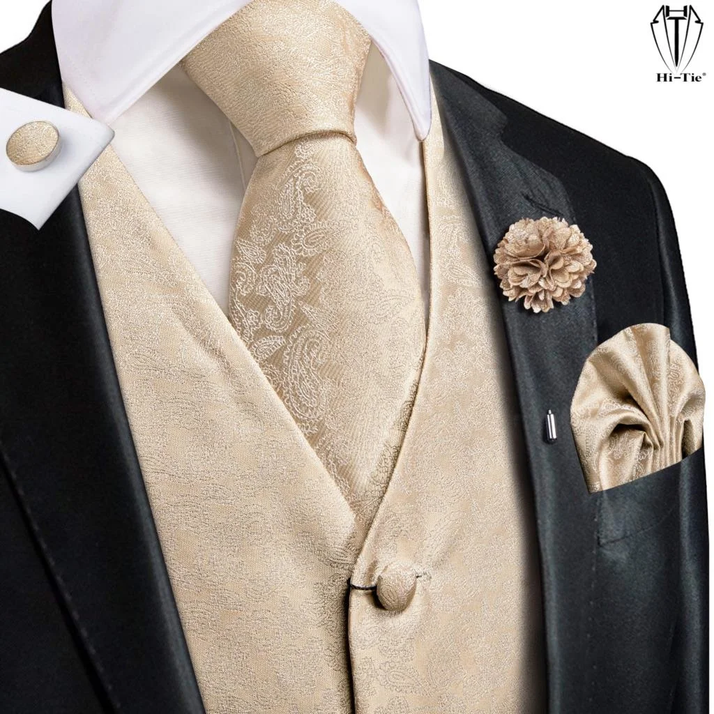 

I-Tie i качественный Шелковый мужской жилет на бретельках с пейсли-рисунком жилет галстук и запонки набор для мужчин костюм для офиса Weddin