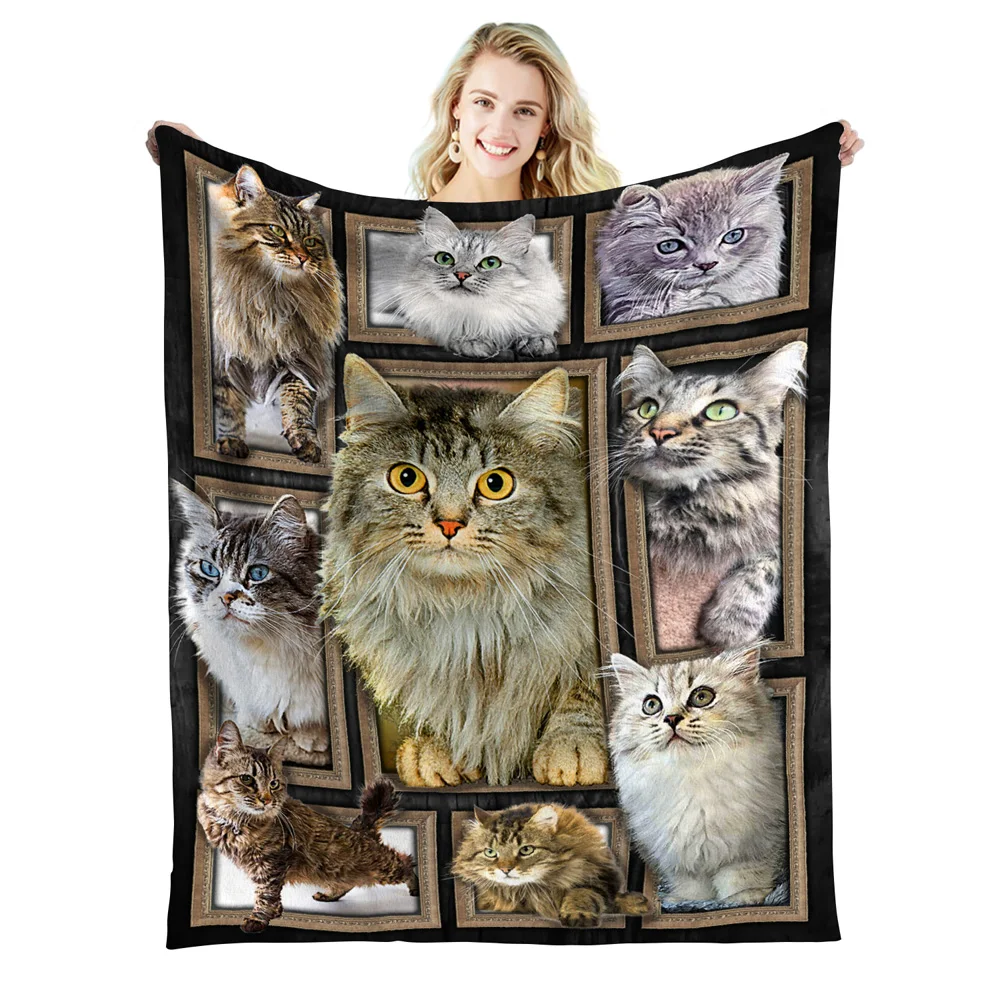 Фланелевое Одеяло с котятами живое милое удобное осенне-зимнее