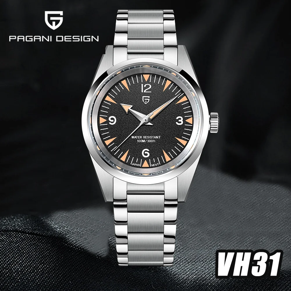 2024 PAGANI DESIGN Новые часы PD1793 38 мм Кварцевые наручные VK31 Механизм с сапфировым
