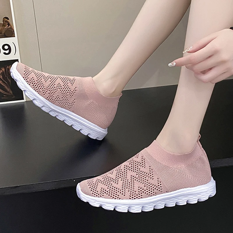 

Женские кроссовки, сетчатая дышащая Летняя женская обувь без шнуровки, женская обувь, повседневная спортивная обувь, легкая прогулочная об...