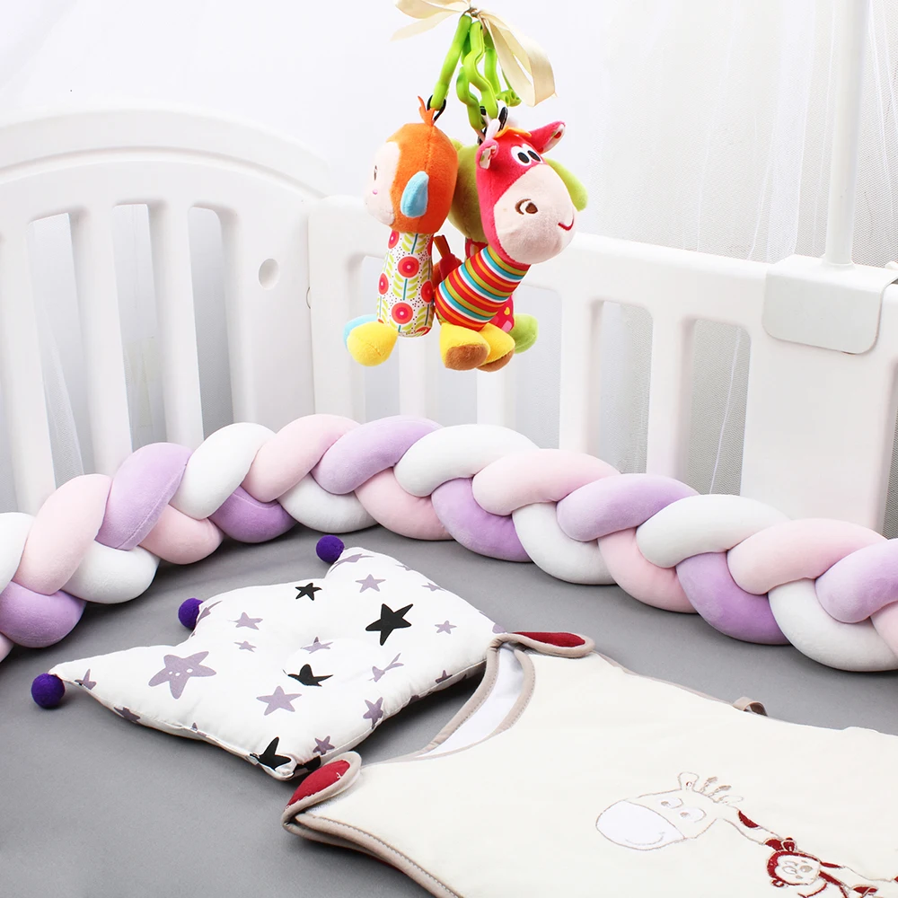 

Baby Braided Crib Bumper Pink Purple White