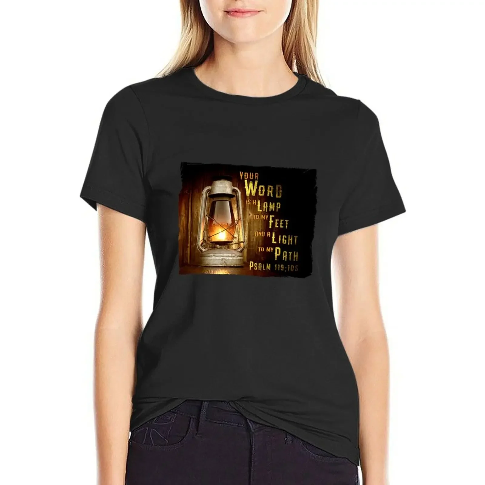 Футболка с надписью Your Word Is a Lamp to My Feet (Псалом 119:105) футболки кавайная одежда
