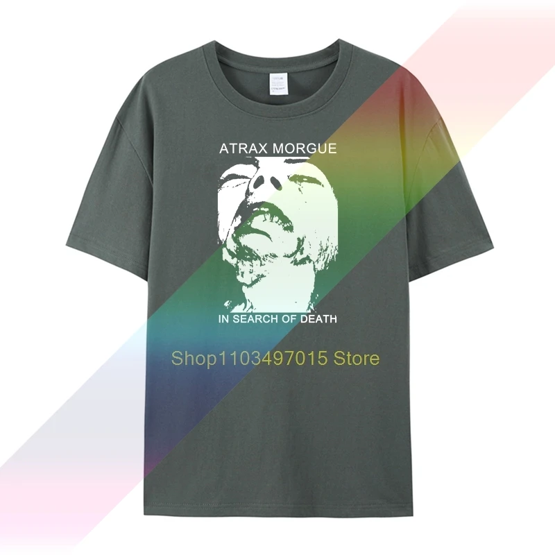 Atrax Morgue In Search Of Death Темно-синяя футболка с коротким рукавом S-2XL
