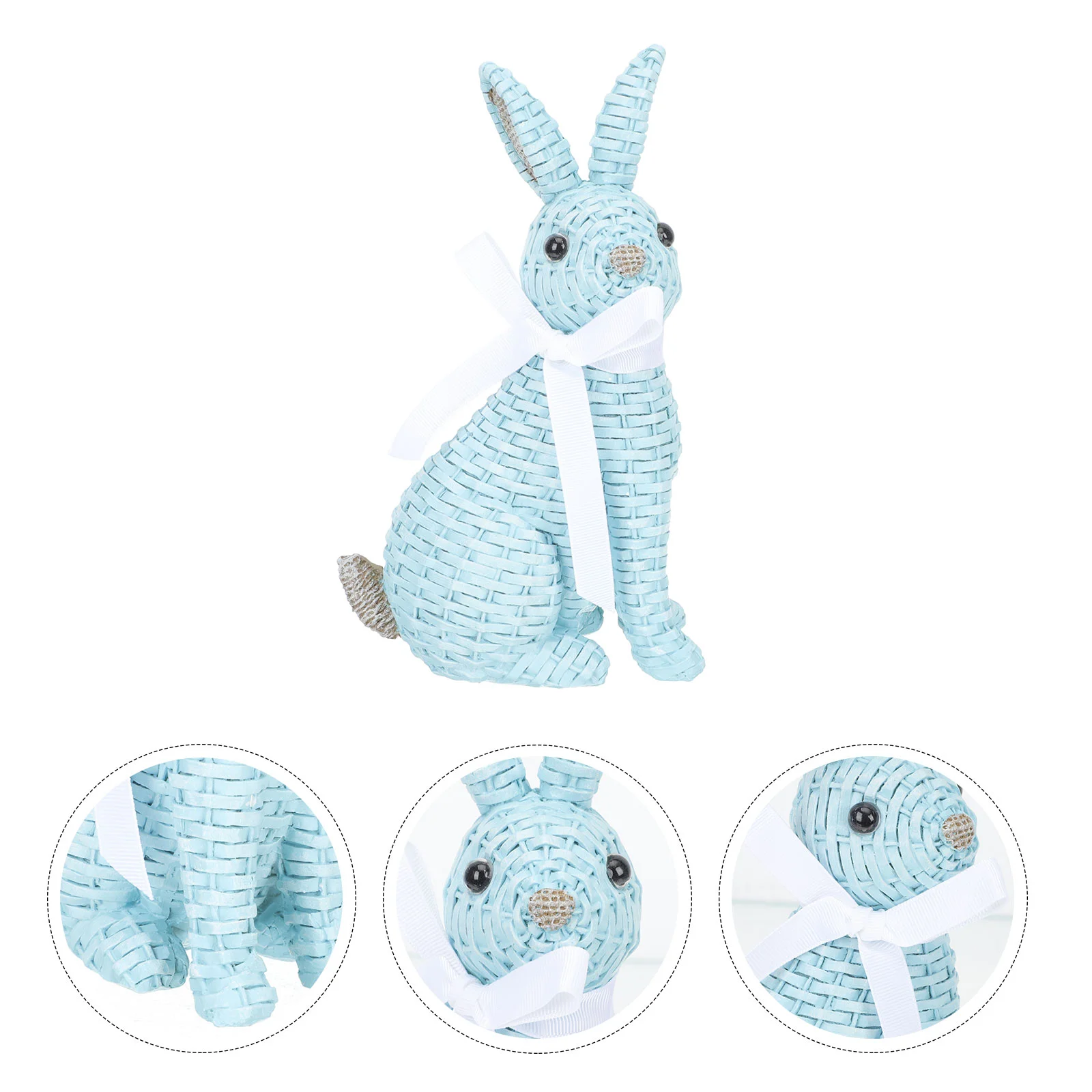 

Rabbit Bunny Statue Easter Figurine Woven Decor Outdoor Ornaments Garden Animal Resin Decoration Sculpture Spring Sitting
