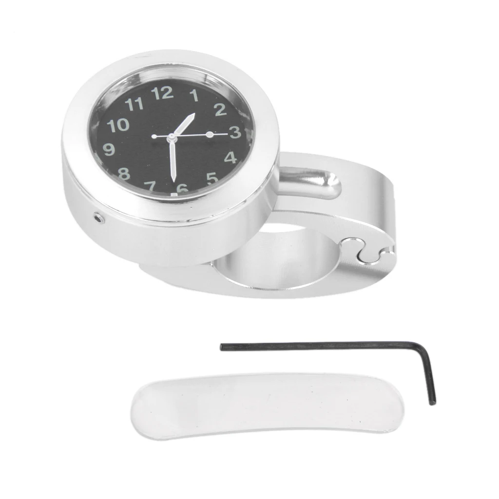 

7/8" 1" Universal Motorcycle Handlebar Chrome Silver Dial Clock