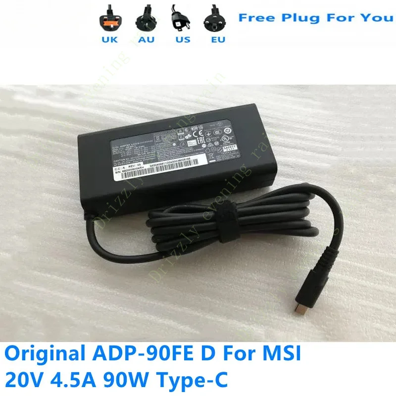 Оригинальное зарядное устройство переменного тока для MSI ADP-90FE D 20V 4.5A 90W Type-C 5V 3A 9V 10v