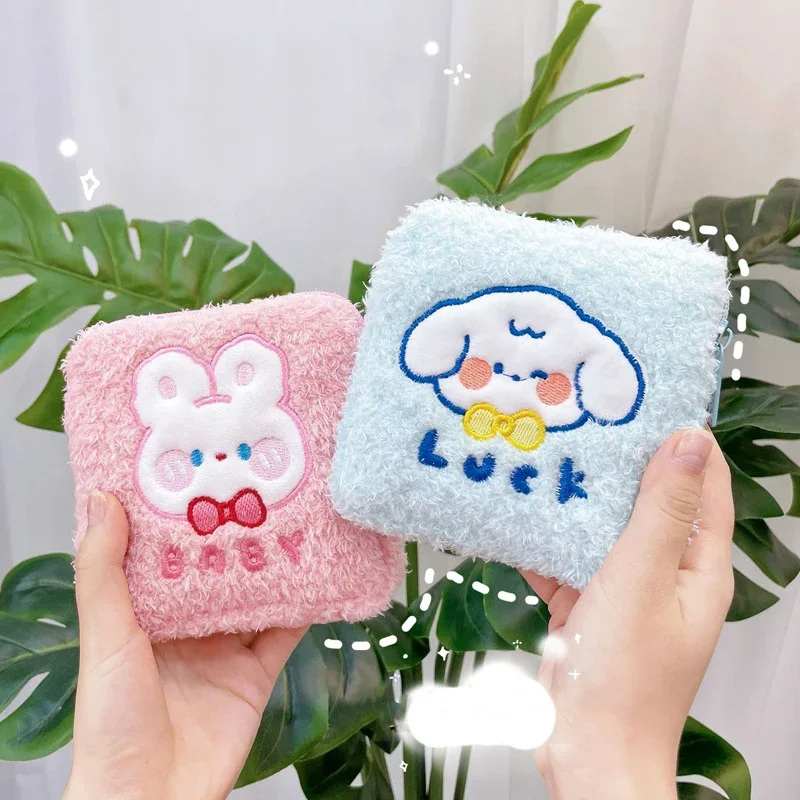 

Convenient Shrapnel Plush Storage Bag Korea Soft Cute Embroidery Coin Purse Girl Aunt Towel Sanitary Napkin Organizer Pouch Item