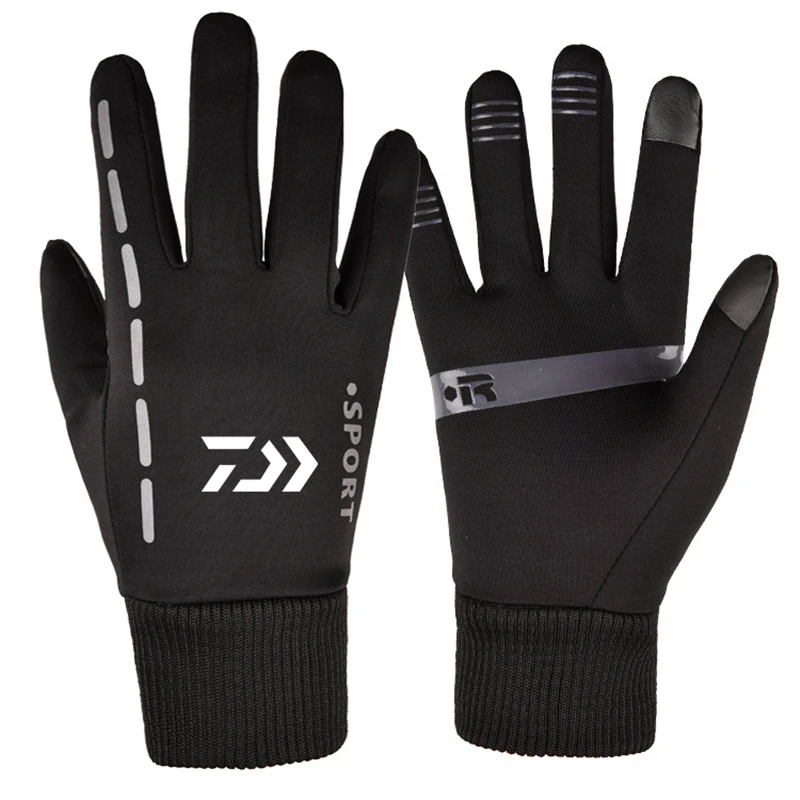 

Winter Warm Men Fishing Gloves Waterproof Windproof Ski Thick Cycling Full Finger Non-Slip Touch Screen Outdoor Sports Gloves