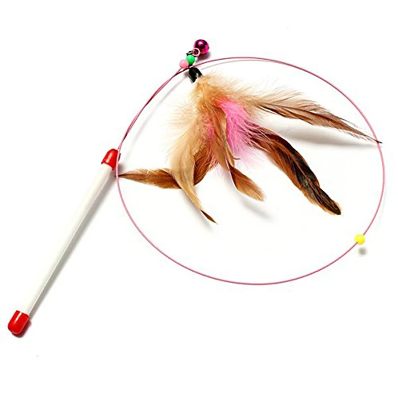 

Pet Toy Feather Cat Play Stick Interactive Steel Wire Teasing Cat Stick Metal Boom Wire Feather Teasing Cat Stick Pet Supplies