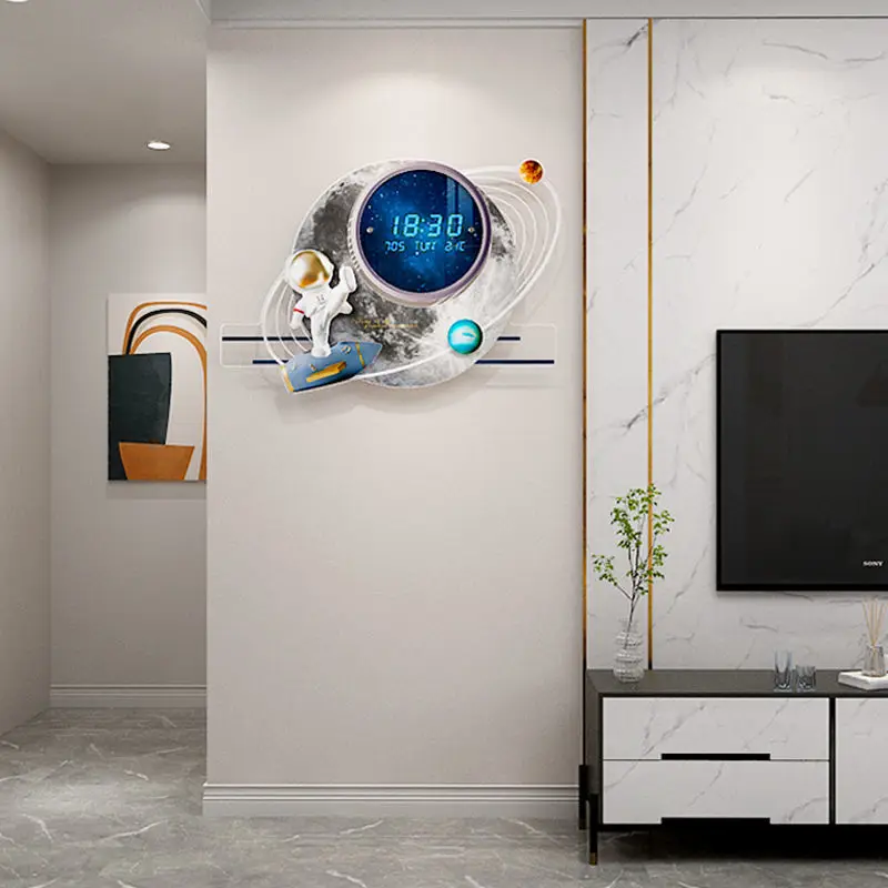 

Цифровые настенные часы, большой бесшумный дизайн в современном стиле, для гостиной, художественный календарь, дизайнерские украшения
