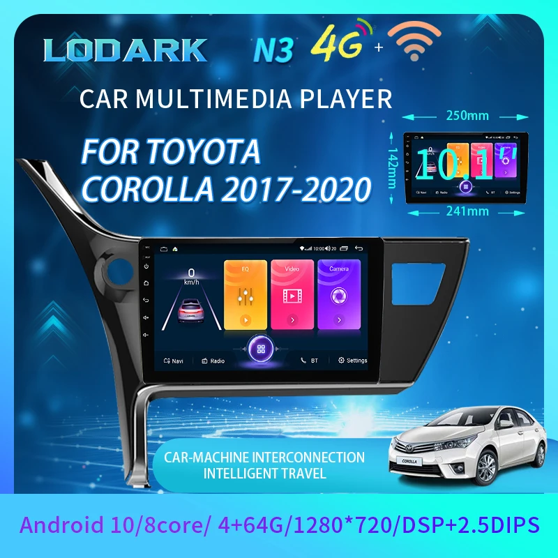 

Автомобильный мультимедийный плеер LODARK N3 для Toyota Corolla 2017-2020, Android 10, GPS-навигатор, интеллектуальная система радиоприемников, 2 DIN, без DVD