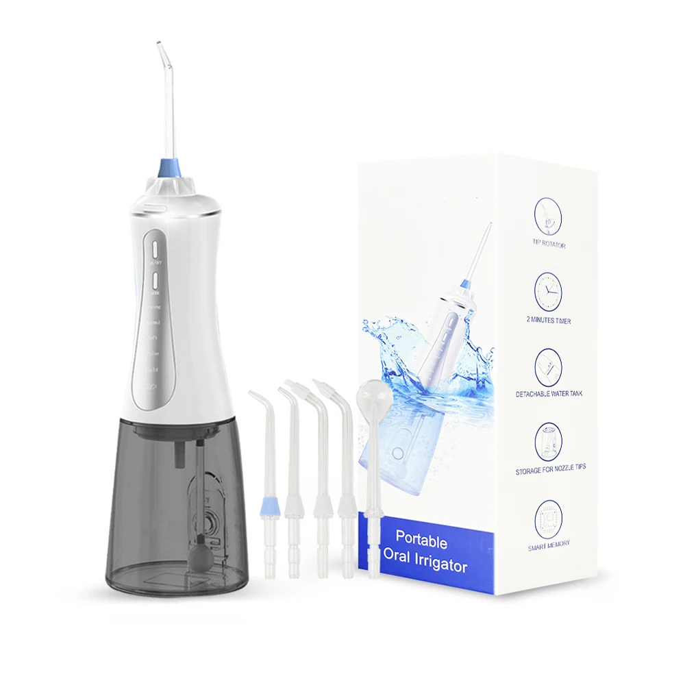 

[ZS] USB Rechargeable 5 Mode 350ml Tank Water Pulse Flosser Dental Pick Electric Oral Irrigator Jet For False CleanerTeeth Smile