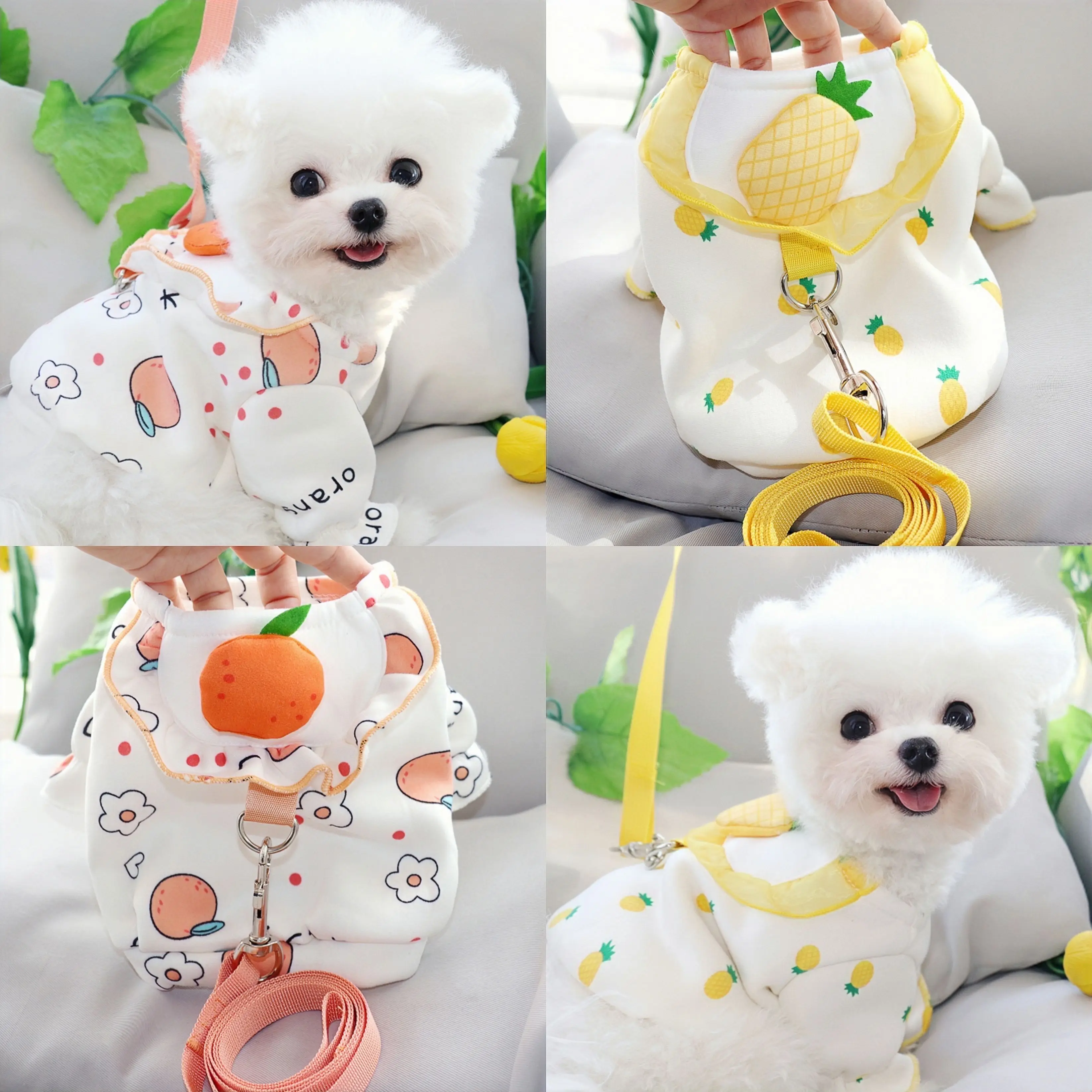 

Sweet Suit Autumn Winter Small Dog Cute Kawaii Pet Traction Vest Clothes Vest Medium Kitten Traction Pattern Puppy Poodle Rope