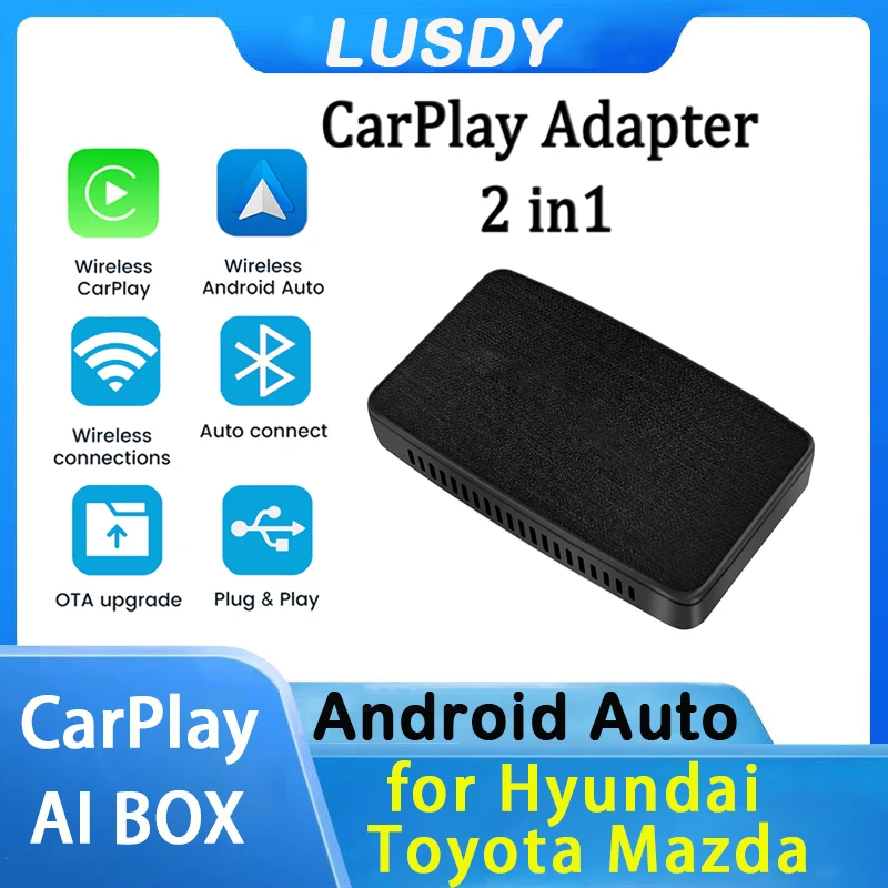 

Wireless Android Auto CarPlay Adapter Carplay Wi-Fi 5GHz Smart Box Plug Play Multimedia Player for Hyundai Toyota Mazda
