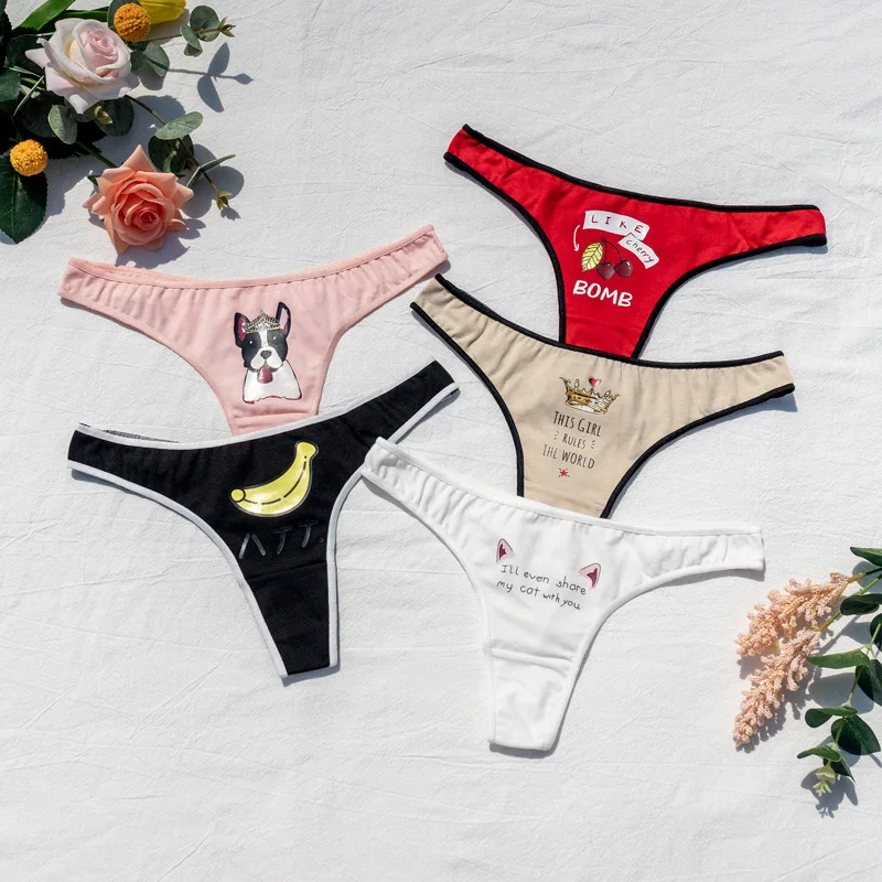 

95% Cotton Panties Women Comfort Breathable Lingerie T Back Seamless Sexy Thongs G String Cute Low Waist Girls Underwear