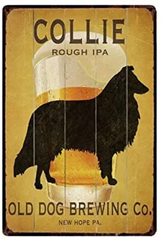 

Vintage Metal Sign Collie Rough Dog Retro Poster Plaque Tin Sign Wall Decor for Kitchen Bar Pub Farm House 12x8inch