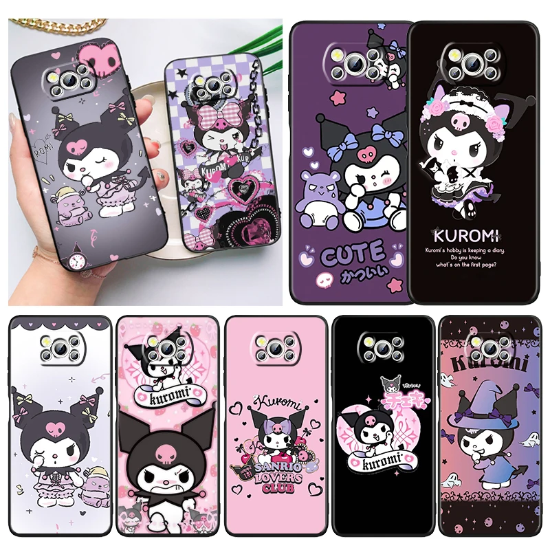 

Sanrio Cartoon Kulomi Cute Phone Case For Xiaomi Mi Poco X4 X3 NFC F4 F3 GT M5 M5s M4 M3 Pro C40 C3 5G Soft Cover Black Funda