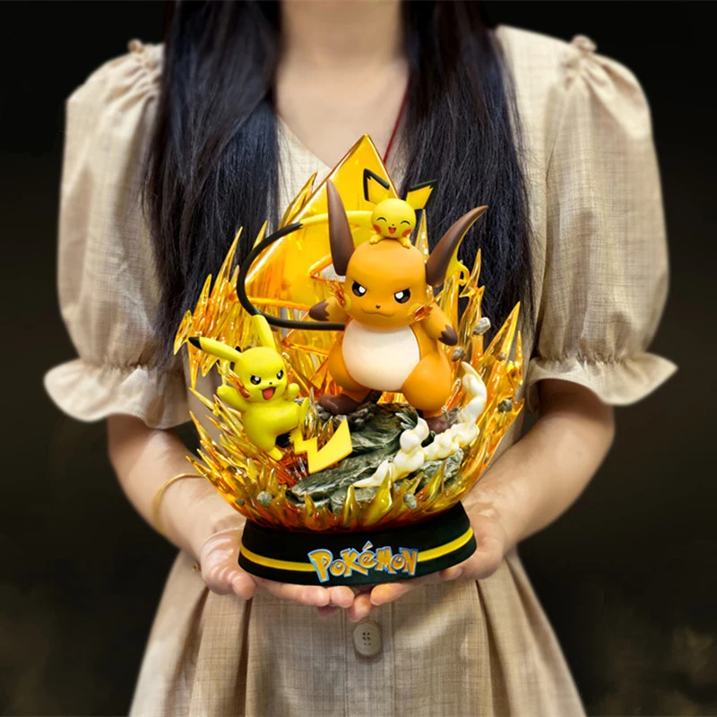 

Pokemon Pre-sale 28cm Egg Pikachu Evolution Raichu Third-order Evolutionary Chain Limited Luminous Figures Glowing Model Gifts