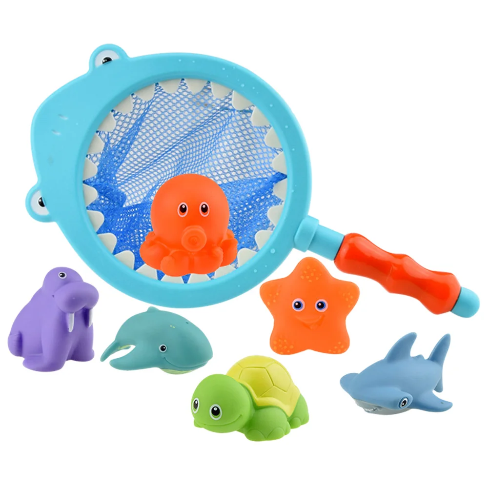

7 Pcs Children's Bath Toys Kids Bathing Floating Squirter Baby Shower Infant Squeaky Educational Puzzle Bathtub Games