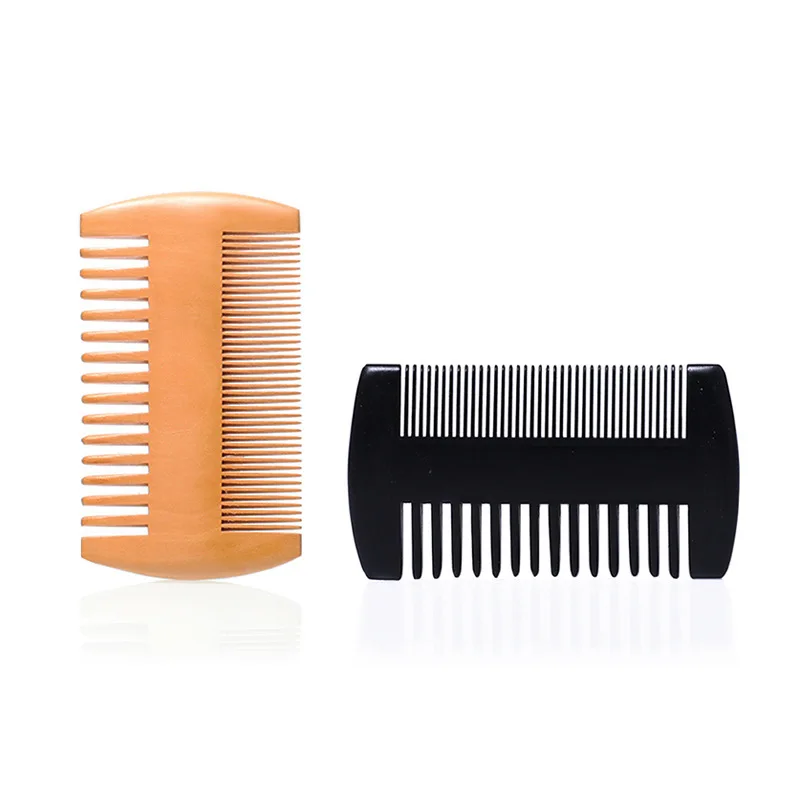 

Men's Wooden Beard Comb with Leather Case Mustache Hair Comb For Men Fine Coarse Teeth Perfect Beard Balms Essential Oils Comb