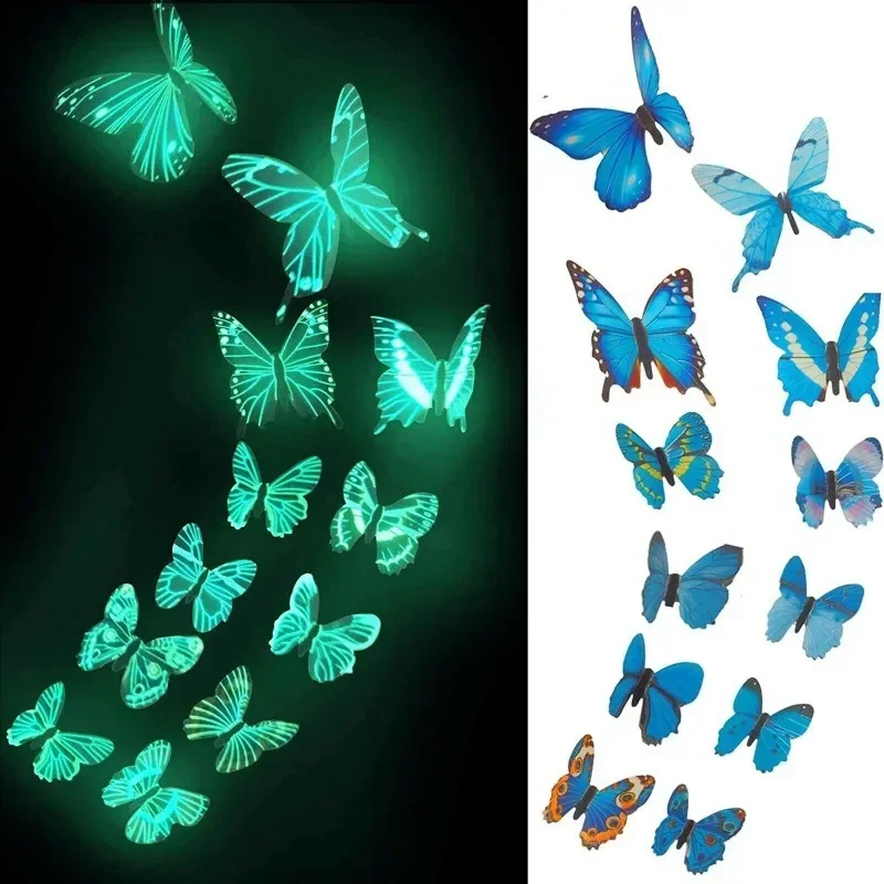 

36/12Pcs 3D Luminous Butterfly Wall Stickers for Home Kids Bedroom Living Room Fridge Wall Decals Glow in Dark Wallpaper Decor