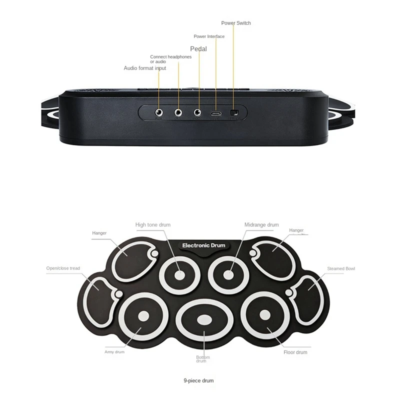 Новый электронный барабанный набор USB рулонный силиконовый коврик цифровая
