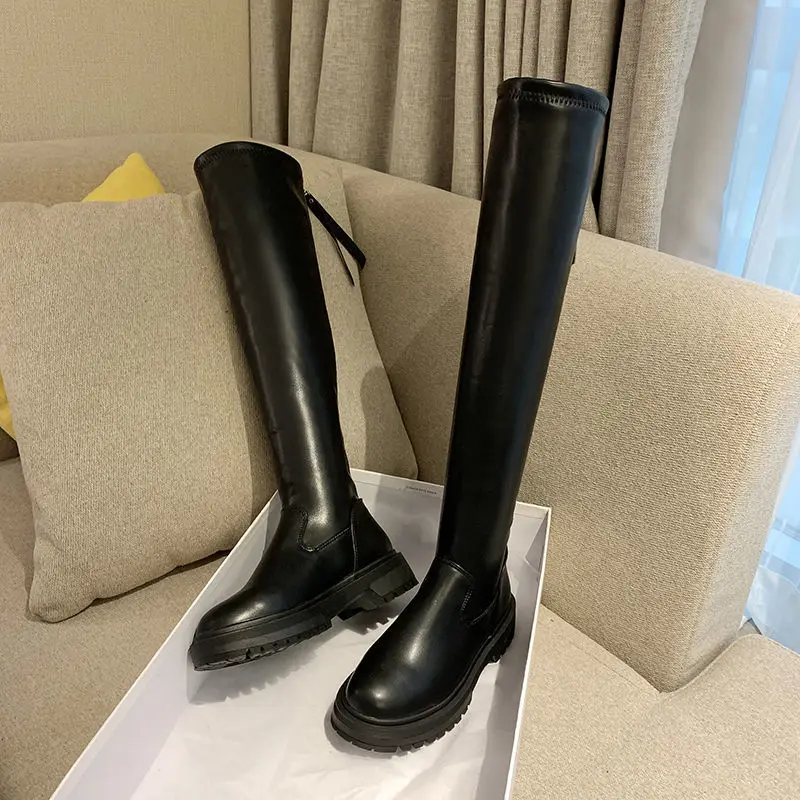 

Женские сапоги выше колена на платформе, Зимние очень теплые замшевые сапоги до бедра с плюшевой подкладкой, Классические сапоги в готическ...