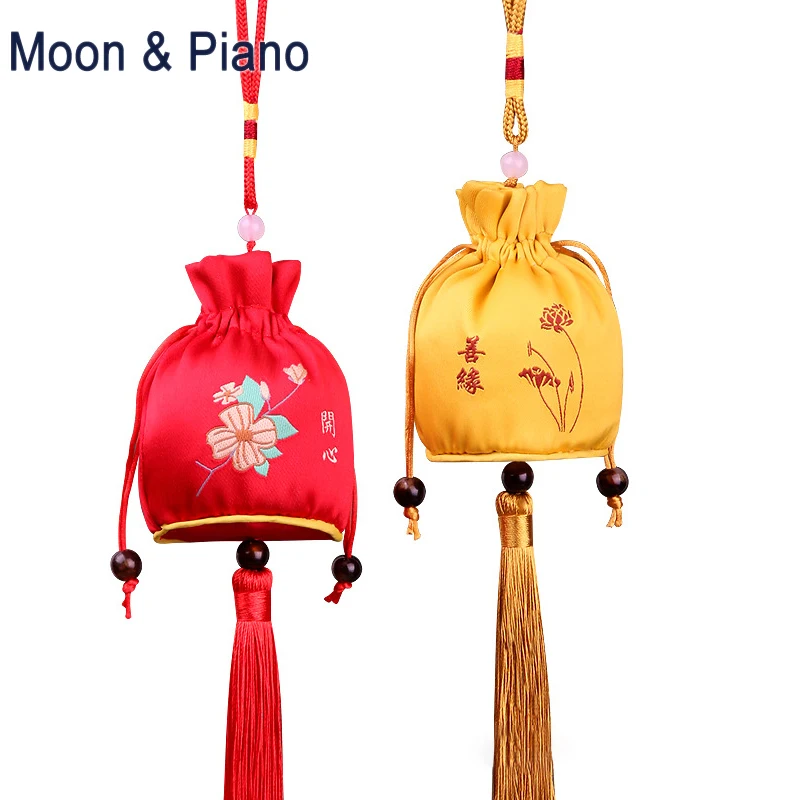 

Creative Round Bottom Sachet Brocade Pendant Tassel Empty Bag Bracelet Earrings Jewelry Spice Storage for Girlfriends Cute Gifts