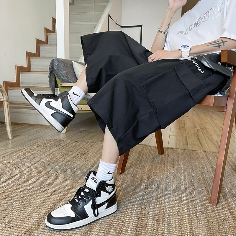 Летние мужские шорты-карго с вышитыми буквами большие размеры