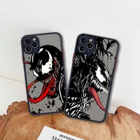 venom black and white sketch art phone case for iphone 13 12 11 pro max mini xs 8 7 plus x se 2020 xr matte transparent cover