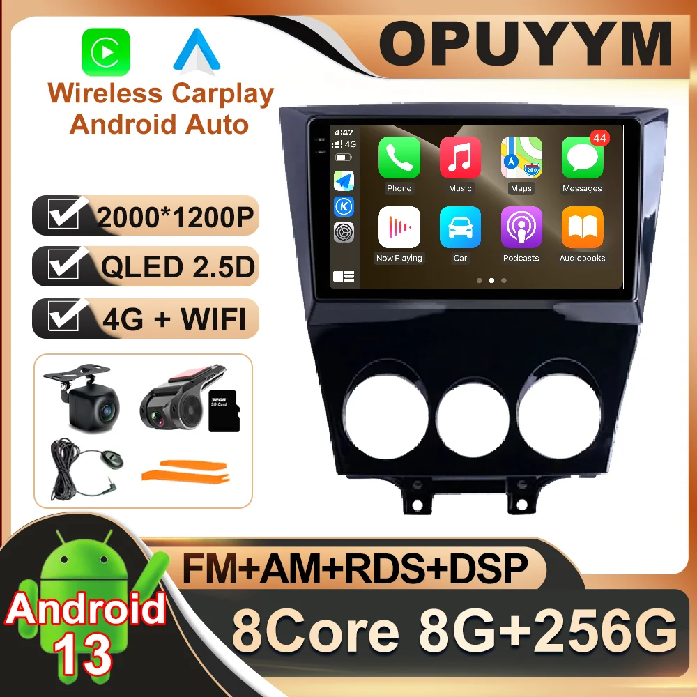 

Android 13 для Mazda RX8 RX-8 RX 8 2003 - 2008 автомобильное радио WIFI QLED мультимедийный BT беспроводной Carplay Авто ADAS No 2din DSP 4G LTE