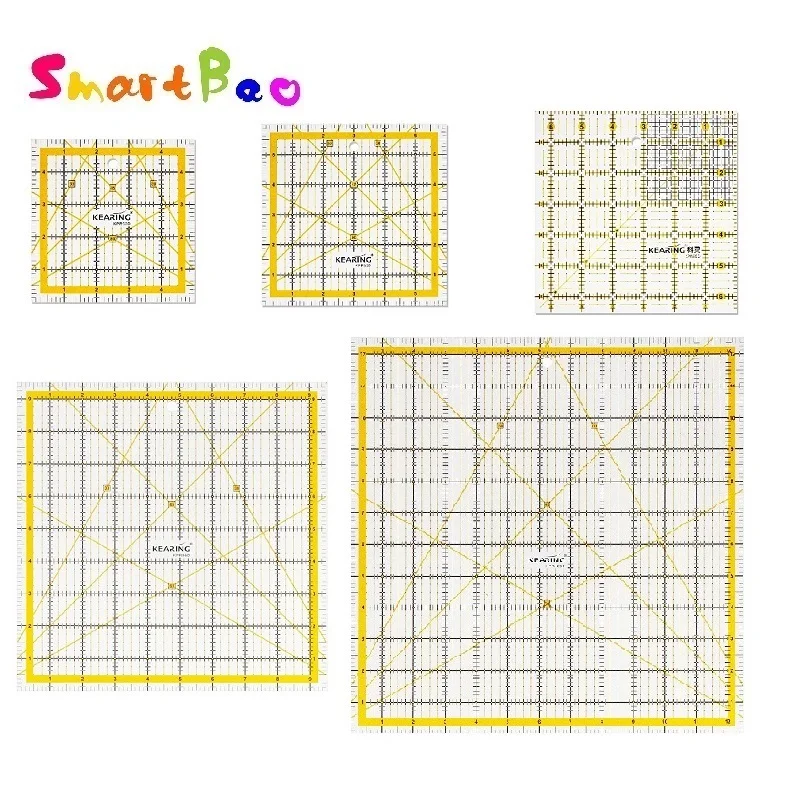 

Линейка с квадратной сеткой, цветная для лоскутного шитья, пришивания, резки, акриловой мерной рулетки