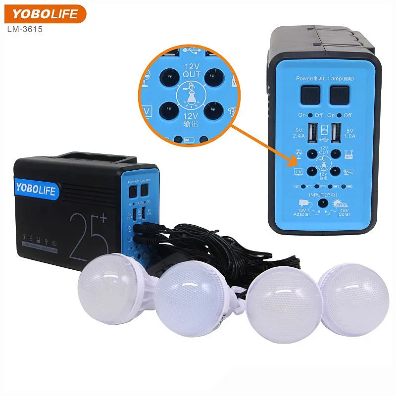 Портативная автономная солнечная система домашнего освещения YOBOLIFE для питания