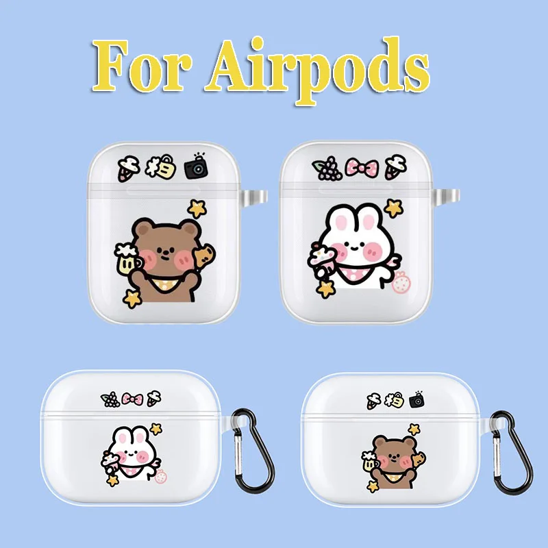 

Чехол для Airpods 1/2 дюйма, чехол для наушников Airpods Pro с милым мультяшным медведем, чехол для AirPods 3, защитный чехол, футляр для зарядки, мягкая сум...