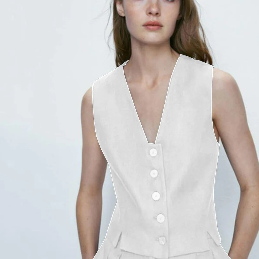 Однобортный женский жилет для работы летняя полярная безрукавка с квадратным