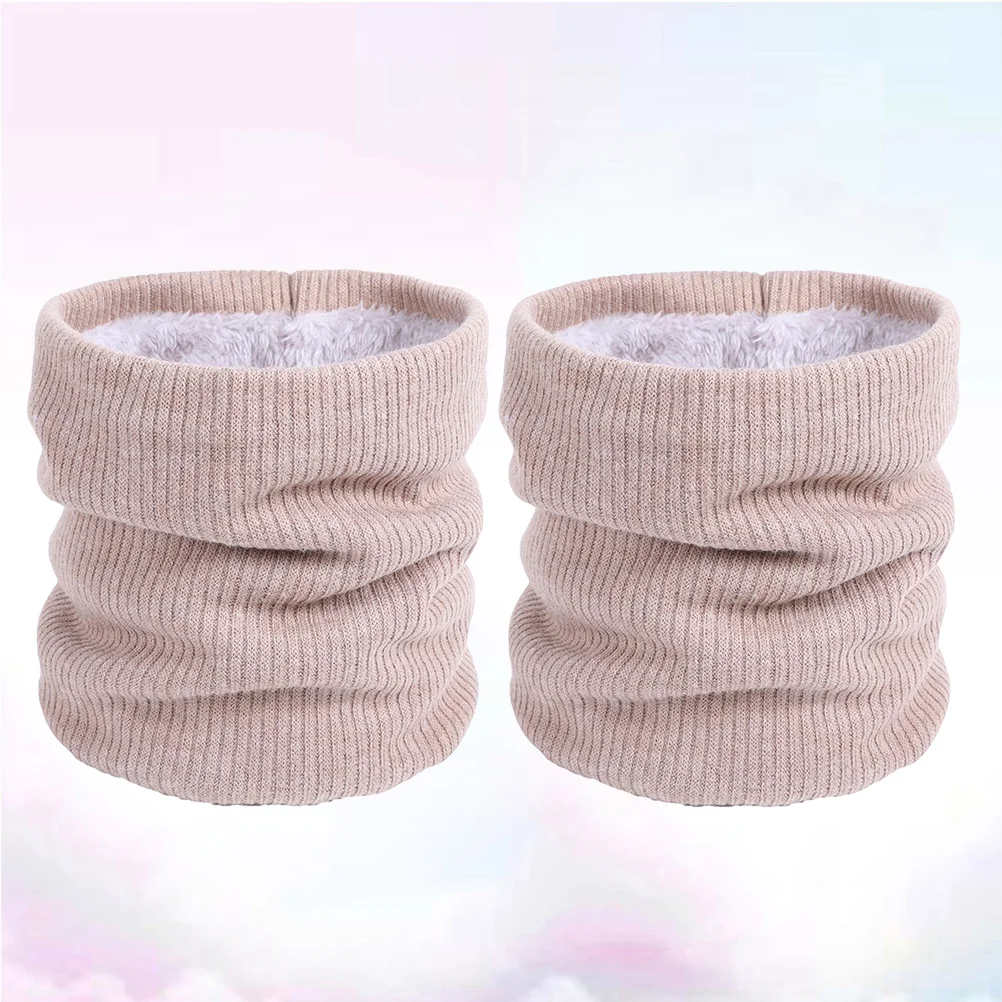

2 Pcs Cold Protection Scarf Winter Scarf Creative Double-Layer Windproof Neck Warmer Circle Collar Scarf (Beige)