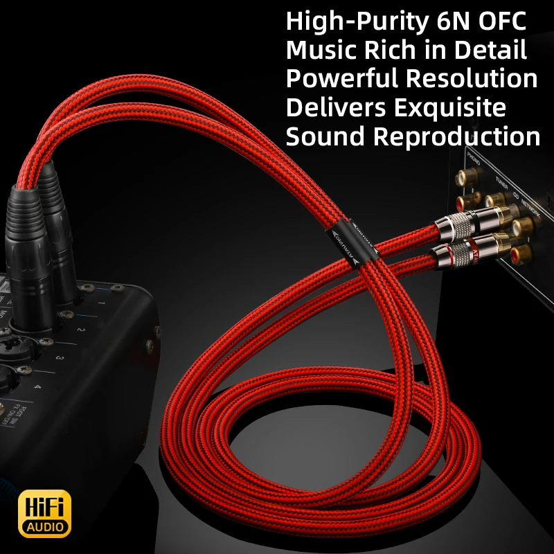 Кабель 6N OFC HiFi 2RCA на 2XLR, переходник аудио (гнездоштекер) для усилителя, микрофона, премиум-качества, кабель RCA на XLR. (art.: 3920dcfdeeb89) - 3920dcfdeeb89
