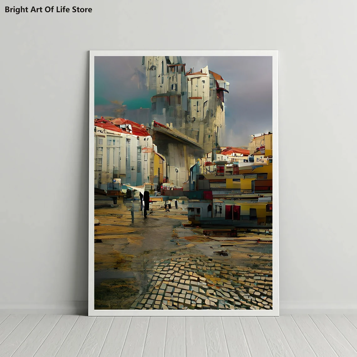 Лиссабон город Португалия городской пейзаж поп-арт красочная печать
