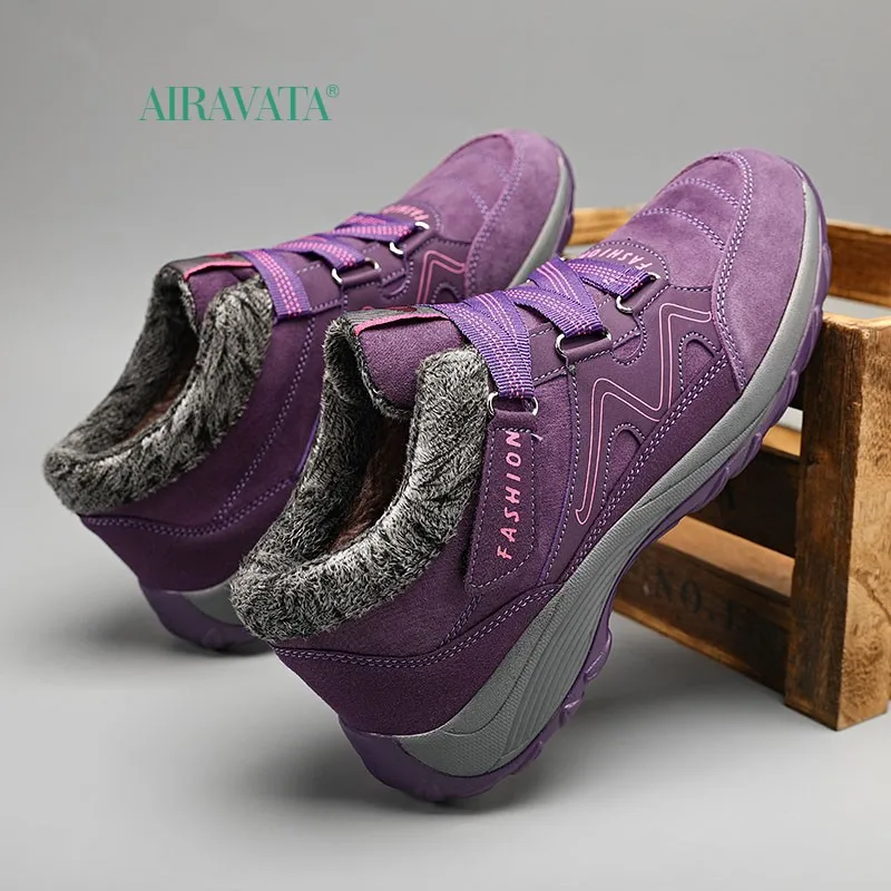 Woman Boots Winter Shoes Skid Resistant Hiking Mountain Boots Climbing Shoes Outdoors Waterproof Warm Fur Snow Boots