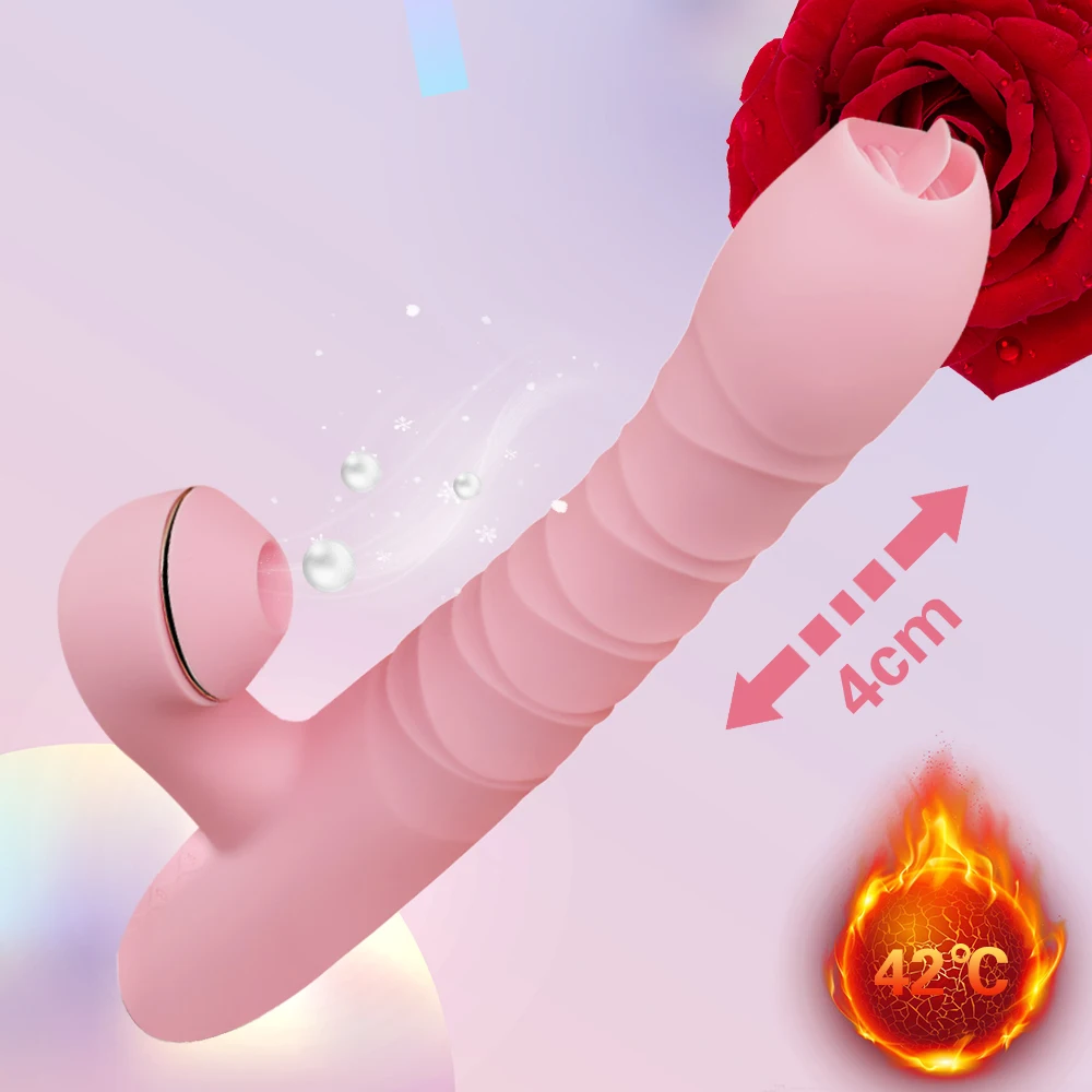 

7-Frequency Telescopic Dildo Vibrator Sex Shop Tongue Licking Massager Clitoral Sucker Female Masturbator Intelligent Heating