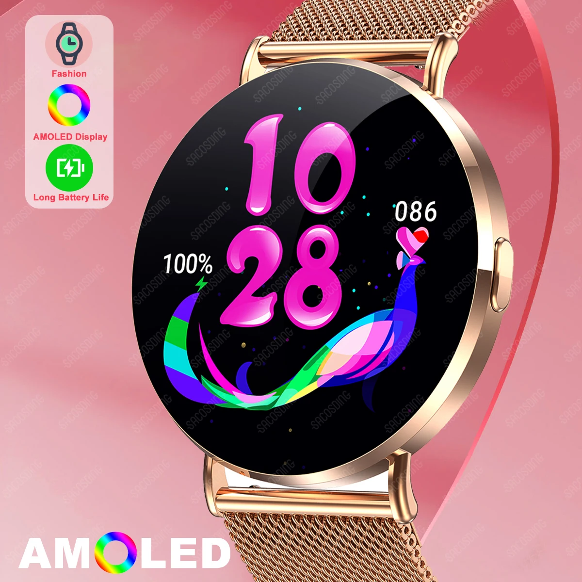 Смарт-часы Smrat для мужчин и женщин с Bluetooth-вызовом/сердечным ритмом/кислотом в