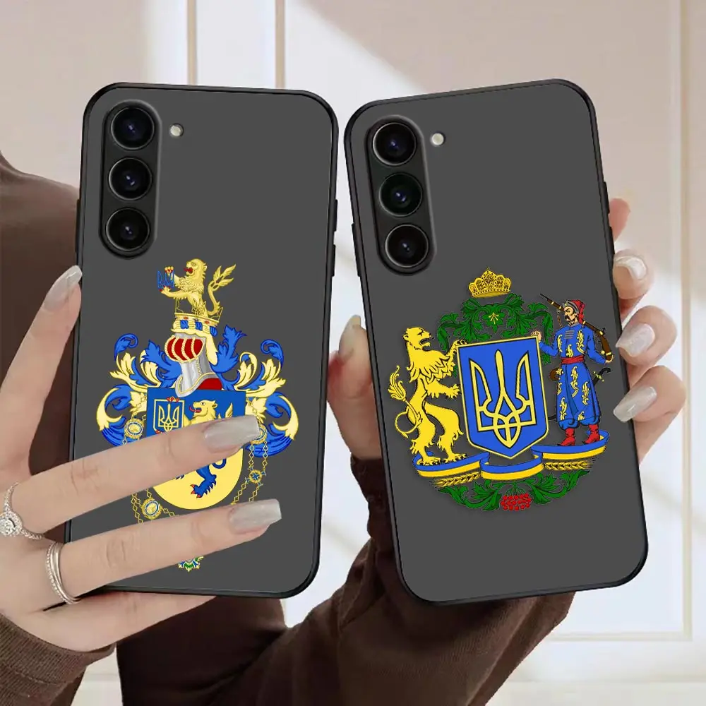 Matte Phone Case for Samsung Galaxy S23 S22 S21 S20 S10 4G S9 S8 Plus ULTRA 5G LITE Case Funda Emblem Of The Tlag Of Ukraine
