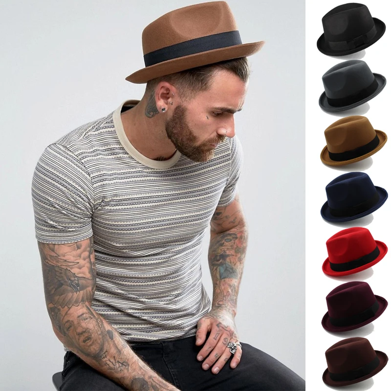 

Men Women Woolen Classical Retro Fedora Hats Trilby Jazz Sunhat Street Style Caps Party Travel Outdoor Size US 7 1/8 UK M