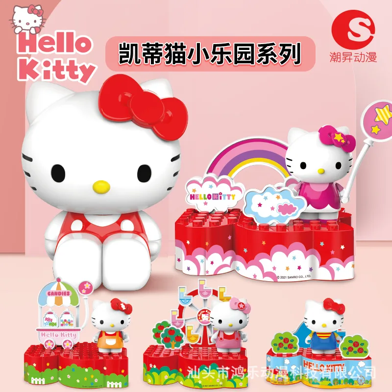 

Kawaii Hellow Kitty Sanrio плюшевые Мультяшные милые счастливые часы Playland сборные строительные блоки игрушки аниме плюшевые игрушки для девочек на ден...