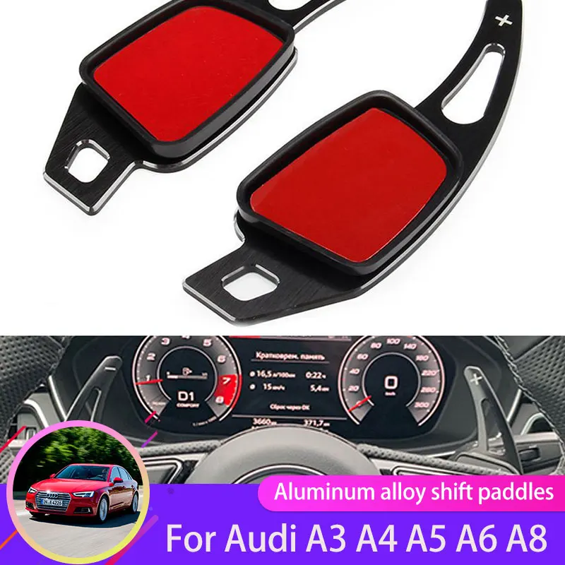 

2x Car Steering Wheel for Audi A3 S3 A4 S4 A5 S5 A6 S6 A8 Q5 Q7 TT 2017 Aluminium Gear Shift Shifter Extension Cover Car-styling