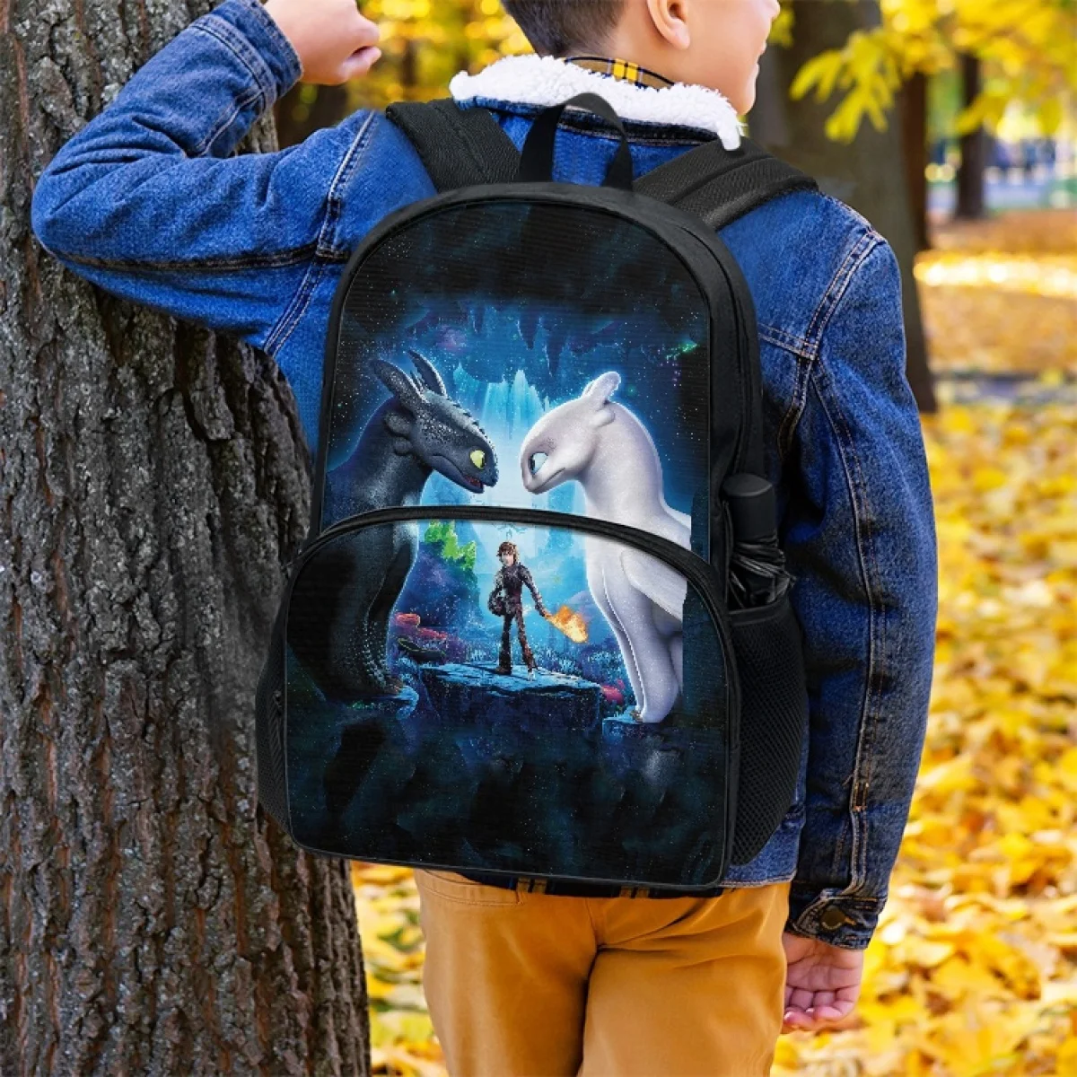 

FORUDESIGNS Student Zipper Backpacks How-To-Train-Your-Dragon Bookbags Multi-Layered Schoolbags Light Simple Daypack Fashion