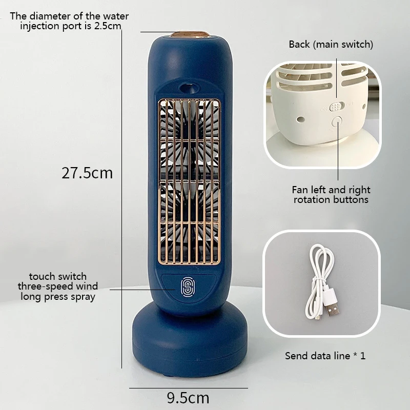 

Three-speed Air Conditioning Spray Fan Mini Humidification Fans Shaking Head Safe And Portable Spray Small Fan Adjustable