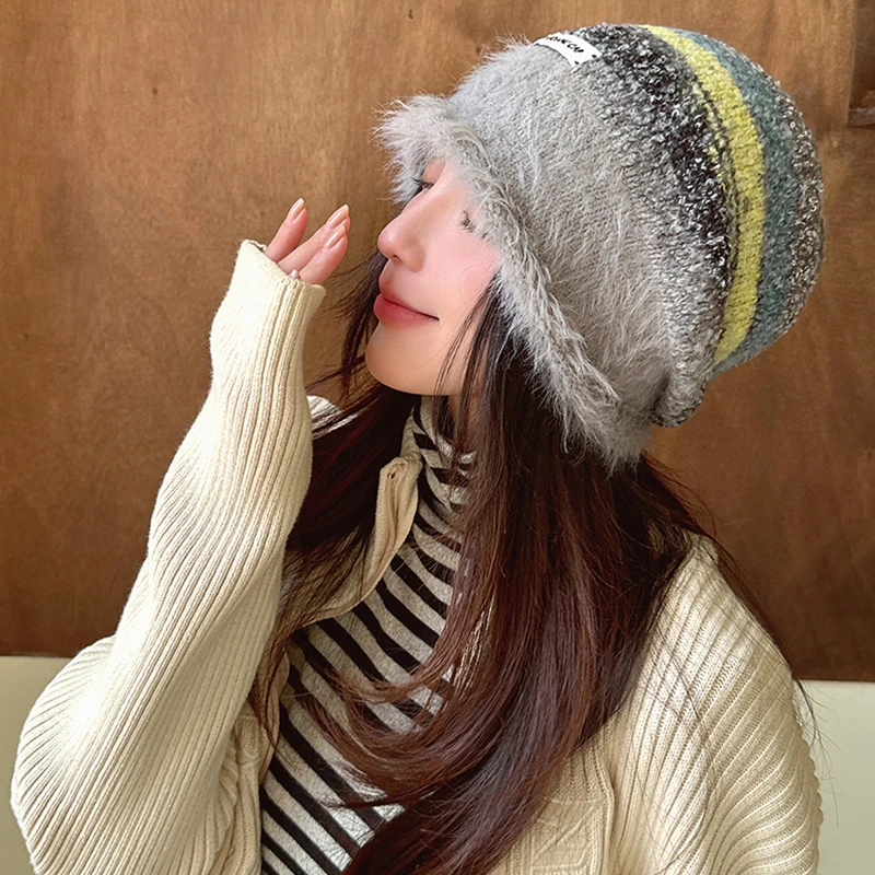Осенне-зимние мягкие Меховые шапки со складками плюшевые модные толстые