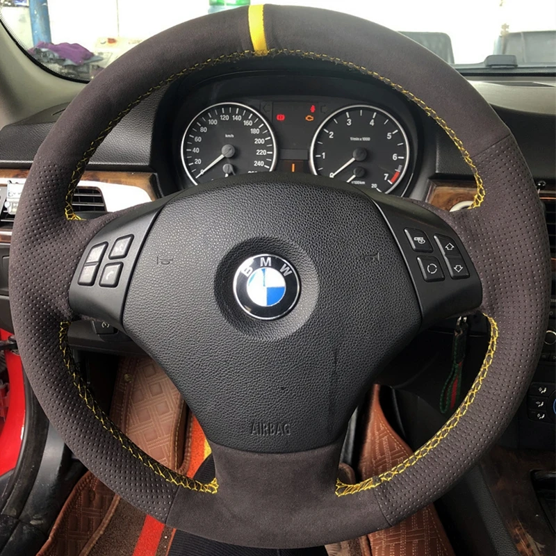 

Custom Steering Wheel Braid Cover 100% Fit For BMW 530 523 523li 525 520li 535 545i E60 Auto Interior Accessories Steering Wrap